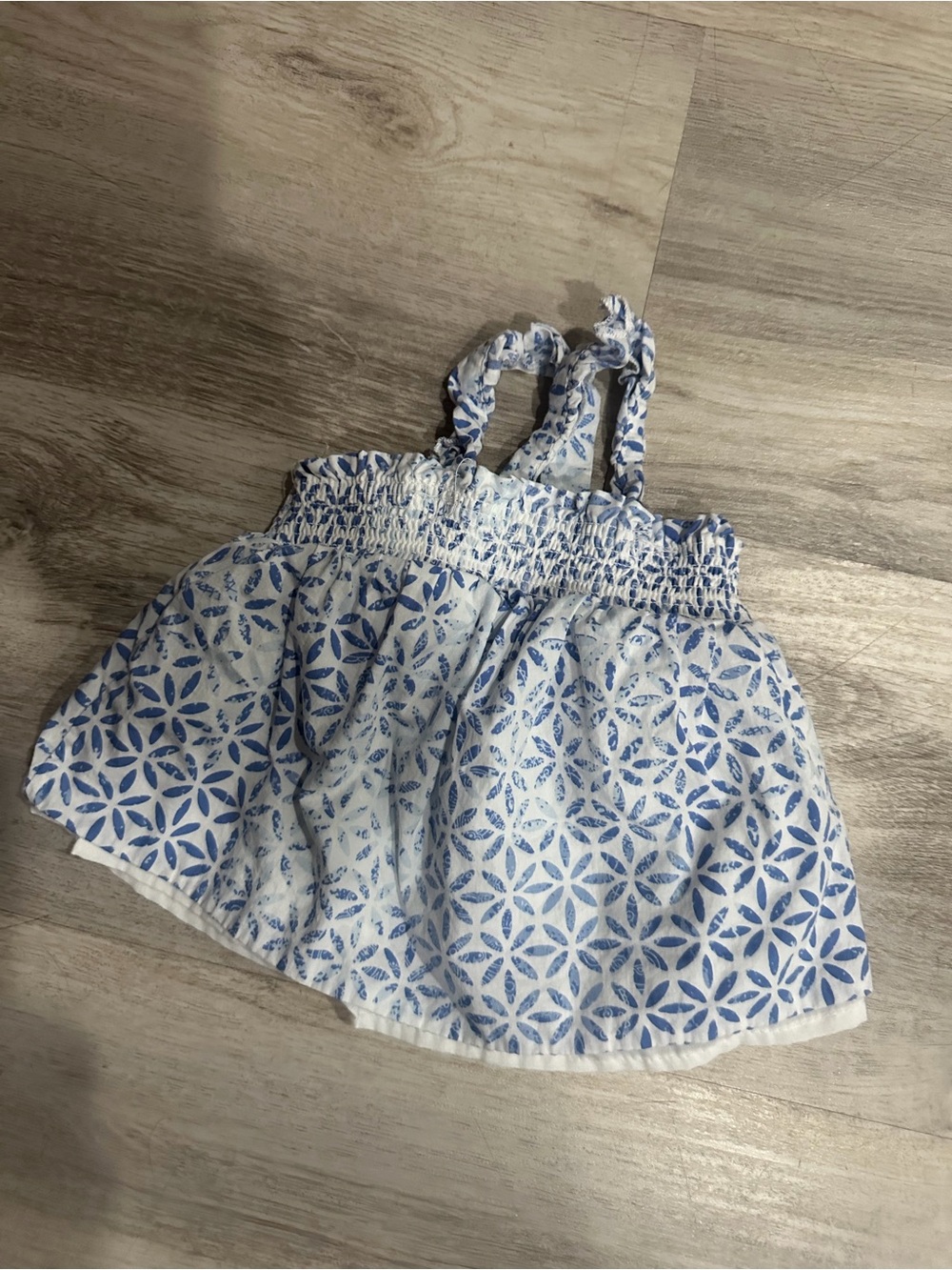 Blue & White Patterned Girls Top